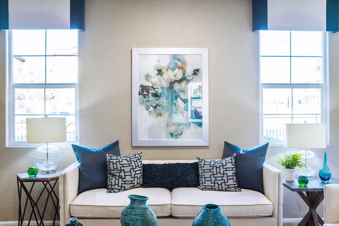Beautifully painted modern living room with elegant furniture